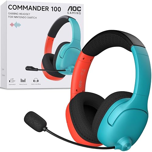 AOC Wireless Gaming Headset for Nintendo Switch 2/OLED/Lite, Wireless Gaming Headphones with Mic, 3.5mm Stereo, Noise Cancelling Mic, Lightweight