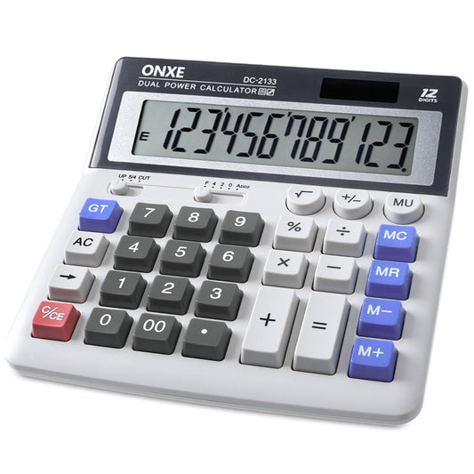 ONXE 12 Digit Desk Calculator,Calculators Desktop with Extra Large 4.9" LCD Display & Big Buttons, Solar & Battery Dual Power, Standard Basic 4