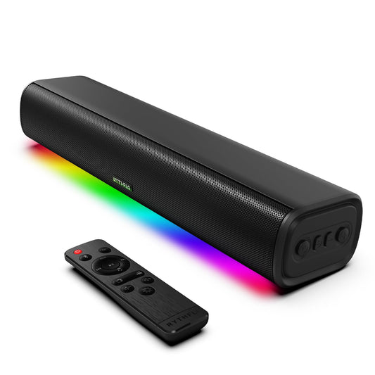 Rythflo Sound Bar for Smart TV, 16'/60W Soundbar with Impactful Bass, Dynamic Light and Remote Control, Wall Mountable TV Speakers