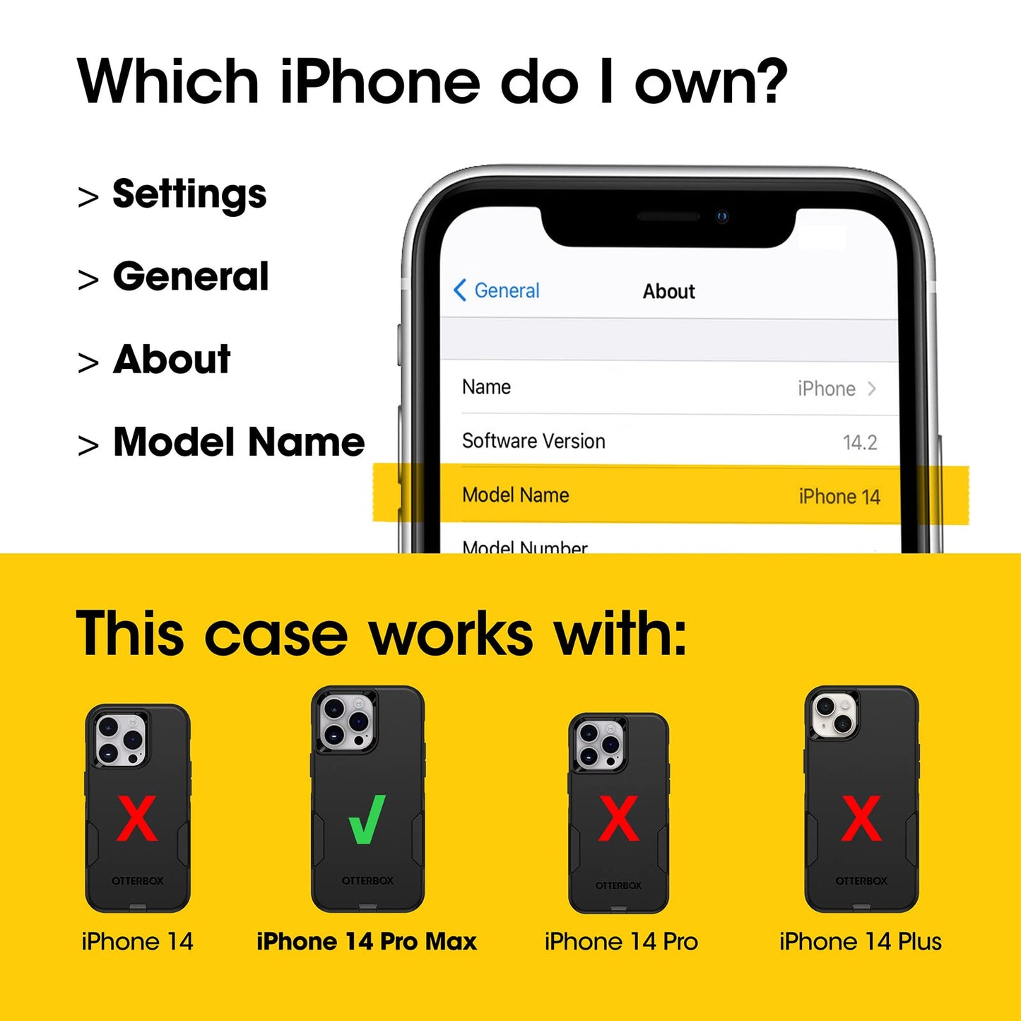 OtterBox iPhone 14 Pro Max (ONLY) Commuter Series Case - Black, Slim & Tough, Pocket-Friendly, with Port Protection