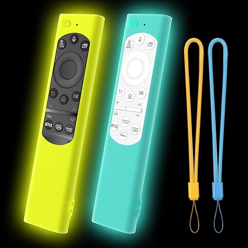 [2 Pack] Climberer Remote Cover for Samsung Flat Smart TV Remote, Silicone Protective Case for Samsung SolarCell Remote 2021-2025 BN59-01388A Glow in