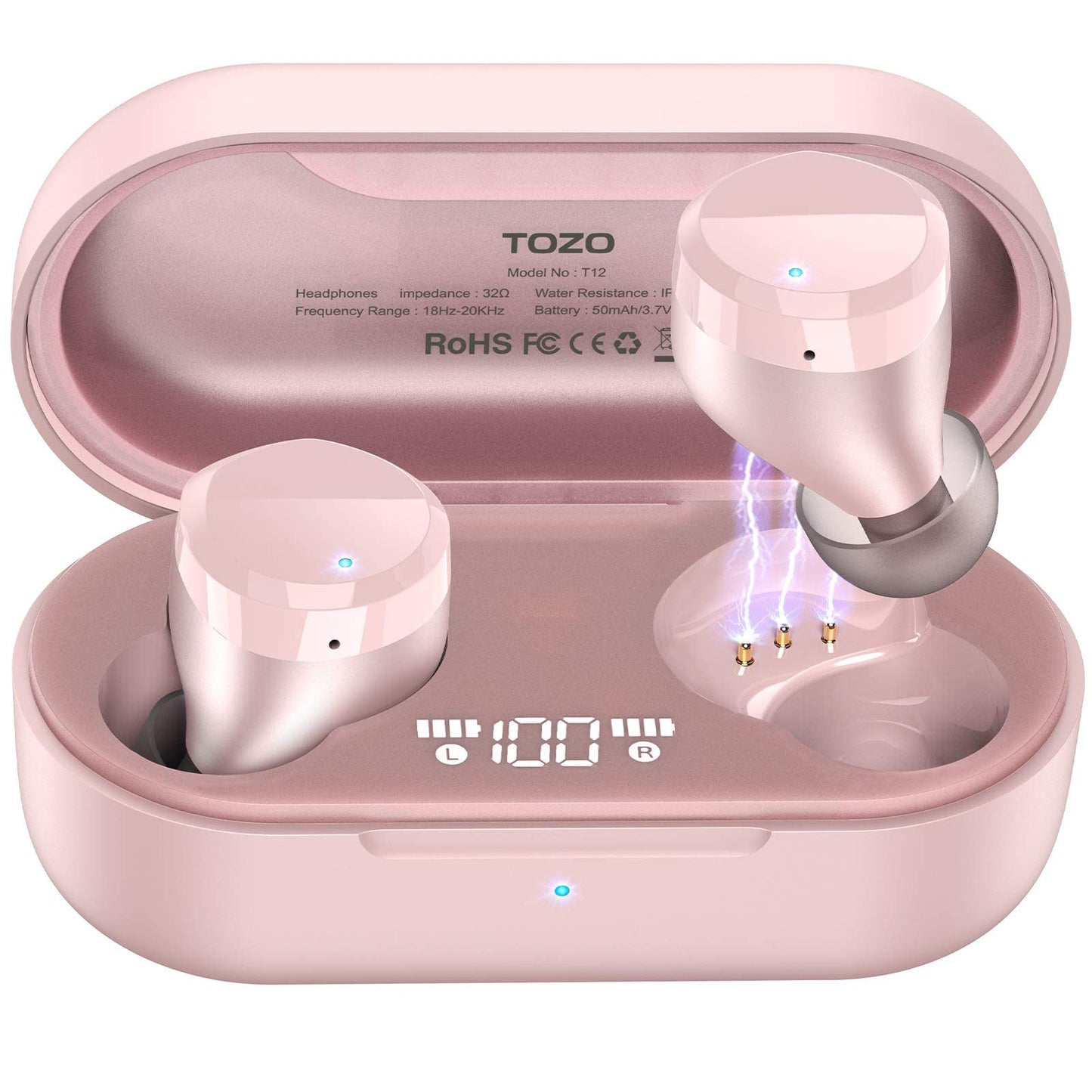 TOZO T12 Wireless Earbuds Bluetooth 5.3, Premium Sound, LED Digital Display