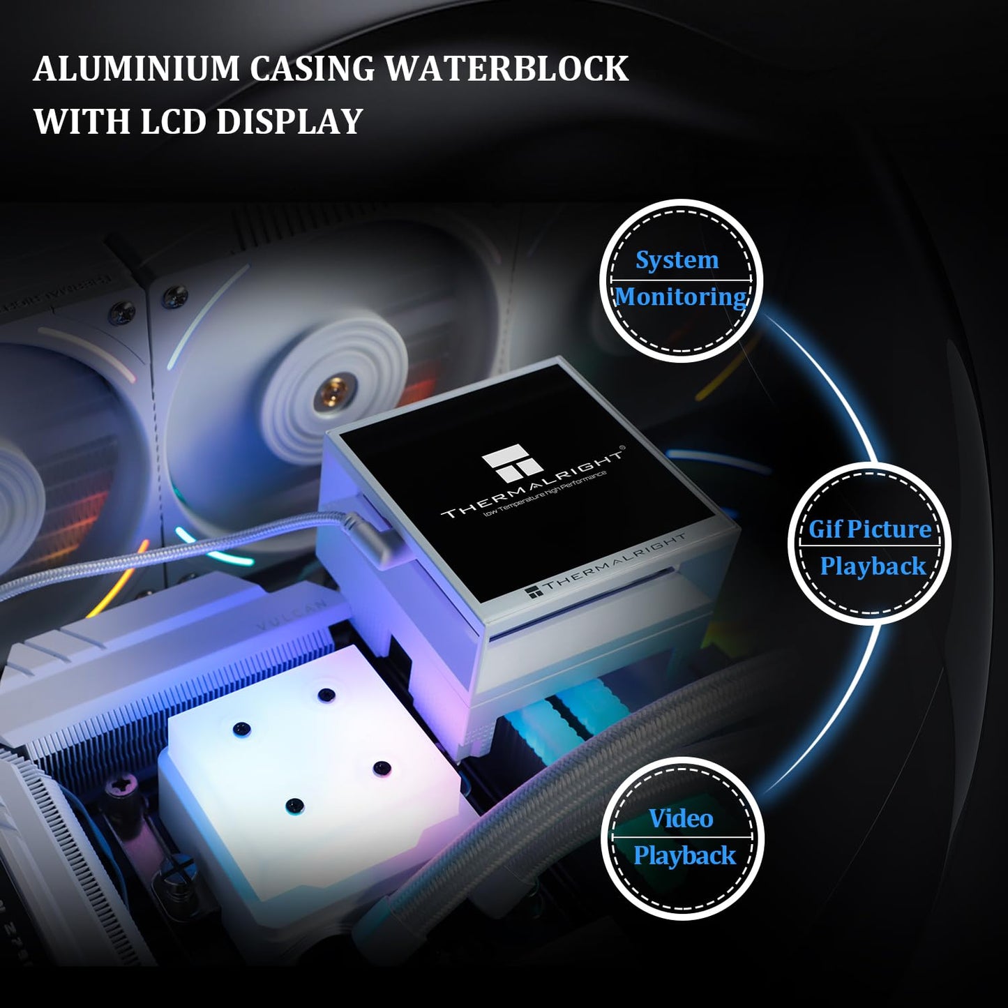 Thermalright Hyper Vision 360 ARGB White CPU Water Cooler with 3 PWM Fans with 2150RPM,IPS LCD Screen with 480x480 Resolution,Liquid CPU Cooler