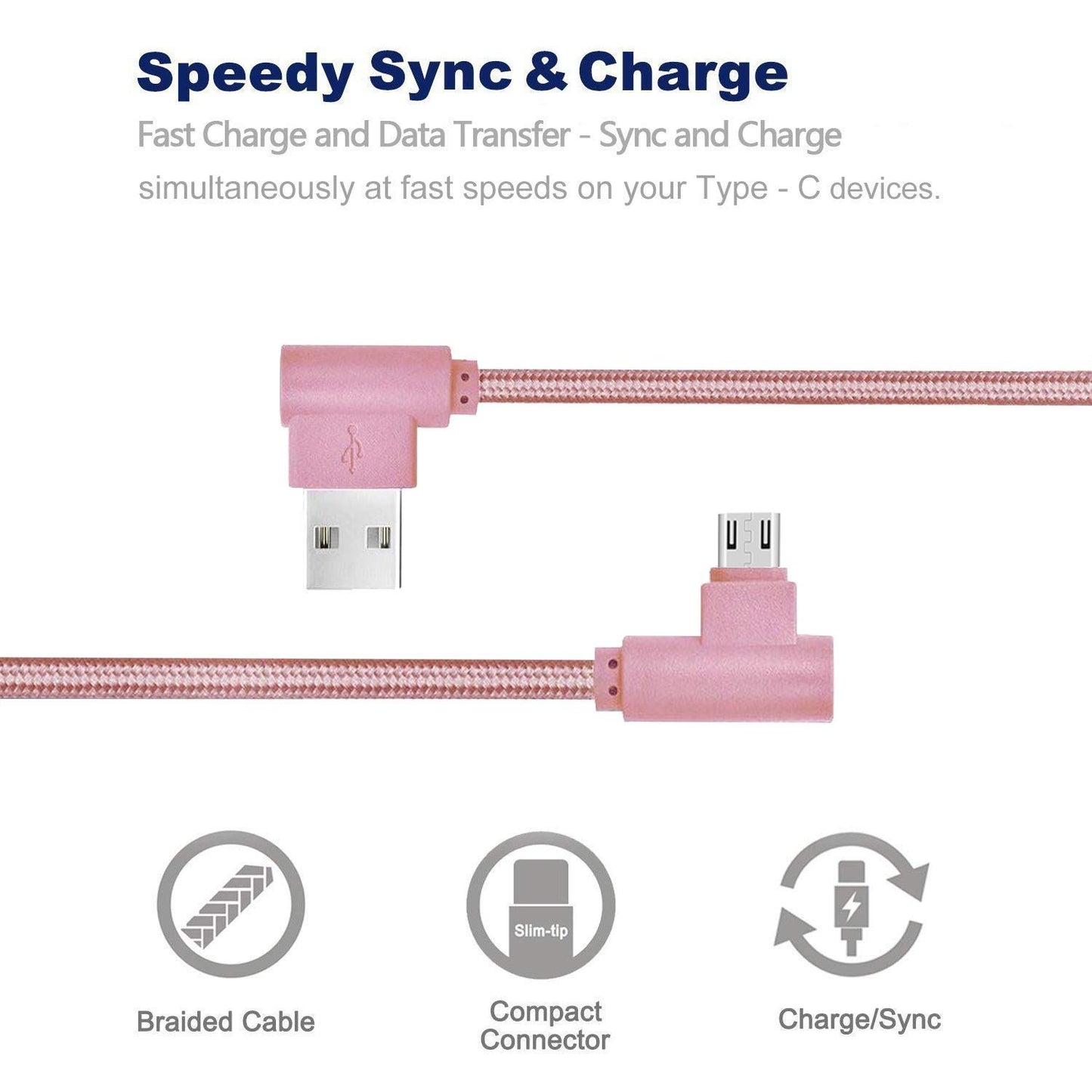 90 Degree Micro USB Cable, CTREEY [3 Pack 3Ft 6Ft 10Ft] Durable Braided Android Charger USB to Micro USB Cable Fast Charging for Samsung Galaxy S7/S6