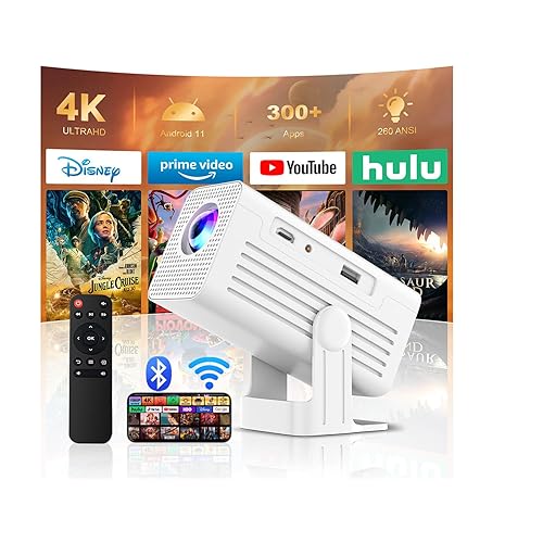 [Smart Projector with Apps] 4K Supported Mini Projector with Wifi and Bluetooth, XENPONAD Movie Projector for Bedroom Celling Camping & Outdoor Use