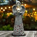 Yiosax Angel Garden Statues Outdoor Solar Decor Gifts for Women Cross Praying for Cemetery Backyard Lawn Yard Decoration?10.24inch?