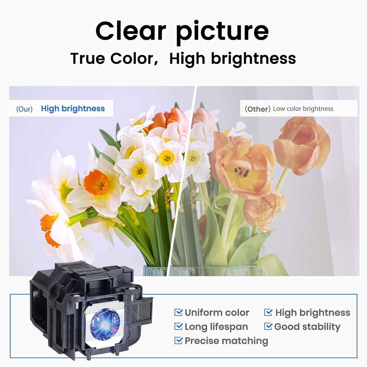 Woprolight ELP78/V13H010L78 Replacement Lamp for Epson ELPLP78 ELPLP88 PowerLite Home Cinema 2000 2030 2045 VS230 VS330 VS335W EX3220 EX6220 EX7220