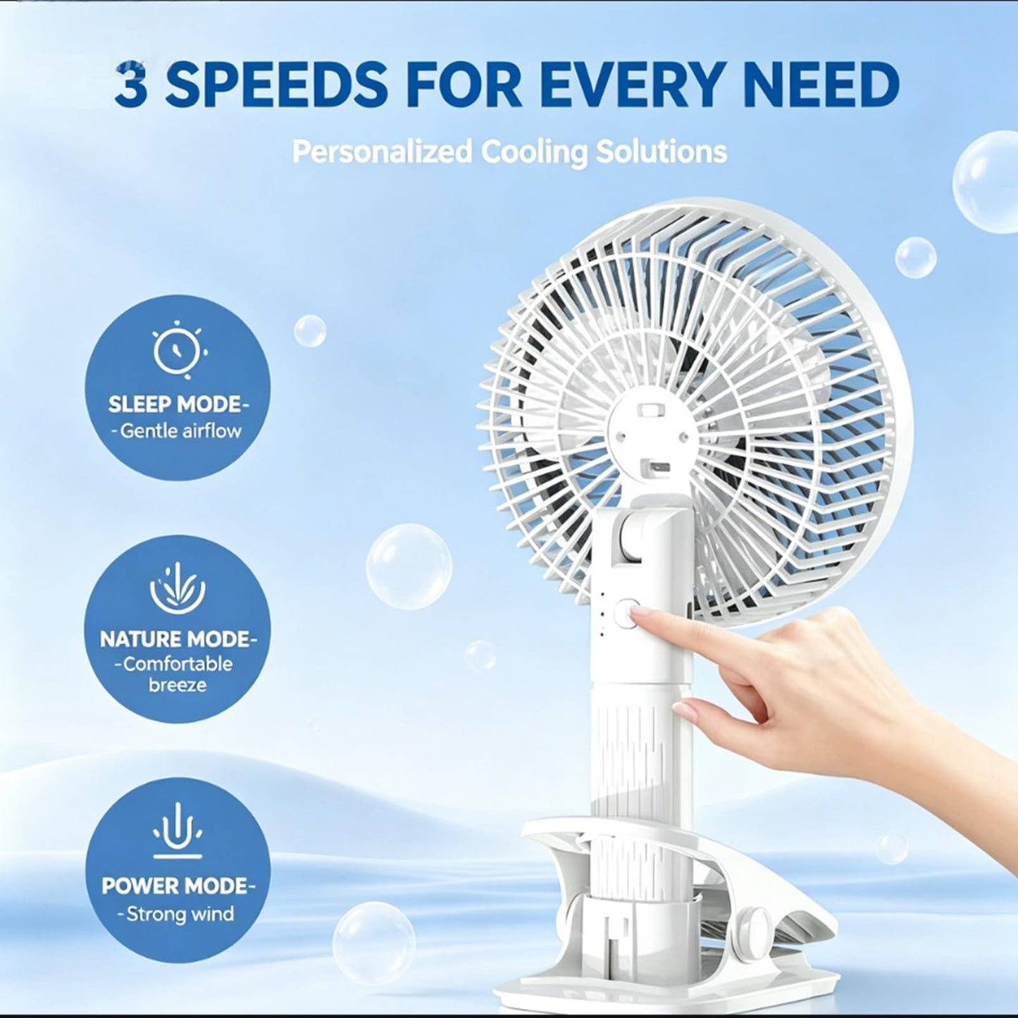 rohxizw 2026 New Rechargeable Usb Desk Fan, 4 In 1 8000mAh Battery Powered, Table Fan, Handheld Fan, Clip Fan, Hang Fan for Bedroom Office Desk