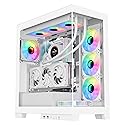 SAMA NEVIEW 4503 Mid Tower PC Case, Panoramic Dual Tempered Glass ATX Gaming Case, 4×120mm ARGB Fans with Hub, High Airflow, Back-Connector Ready