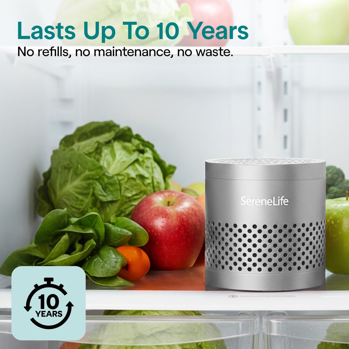 SereneLife Fridge Deodorizer & Odor Eliminator, Multi-Use Refrigerator Deodorizer Aluminum Pod for Freezer, Closet, Car, Shoes & Enclosed Spaces
