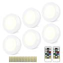 Wireless LED Puck Lights with Remote(6-Pack), Battery Operated Under Cabinet Lights,Color Changing Stick On Light,Dimmable Tap Light for Closet