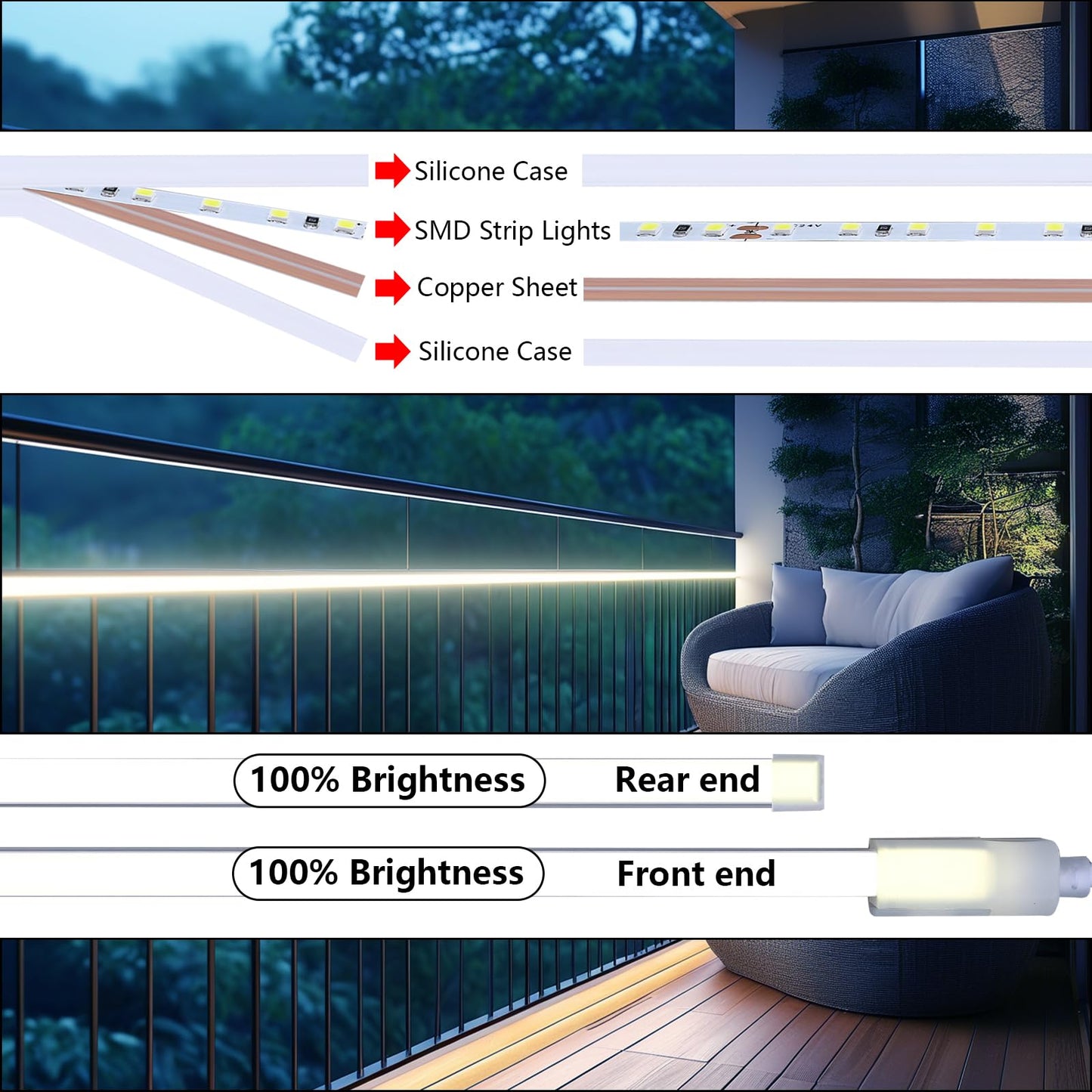 BENLUN 24V LED Neon Strip Lights 49.2FT, 6000K Cool White Led Rope Light Outdoor IP67 Waterproof 10W/M Flexible Cuttable for Bedroom Living Room