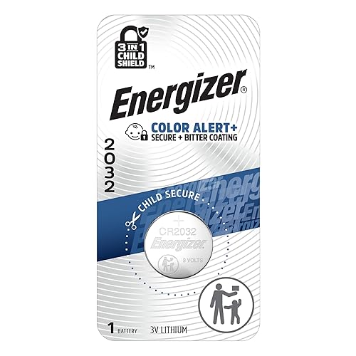 Energizer 2032 Batteries (1 Pack), 3V Lithium Coin Batteries with 3-in-1 Child Shield
