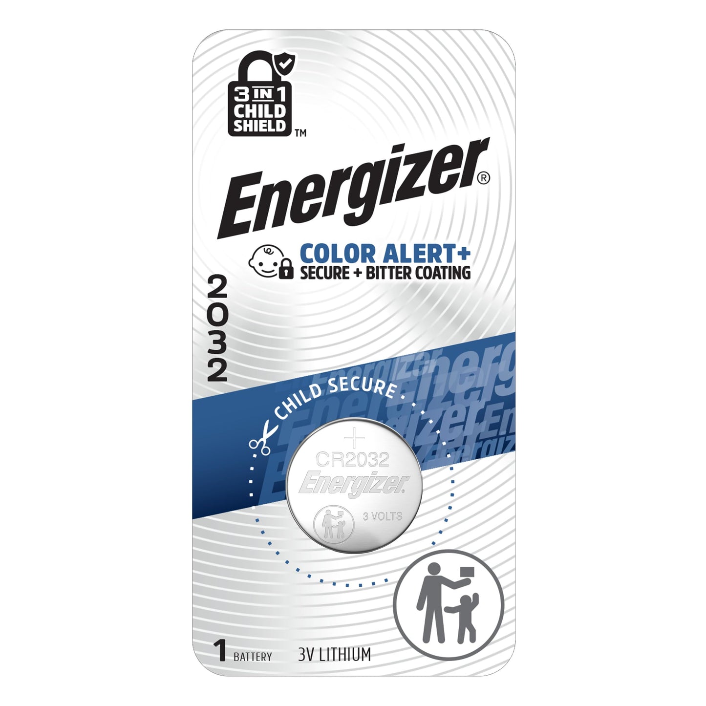 Energizer 2032 Batteries (1 Pack), 3V Lithium Coin Batteries with 3-in-1 Child Shield