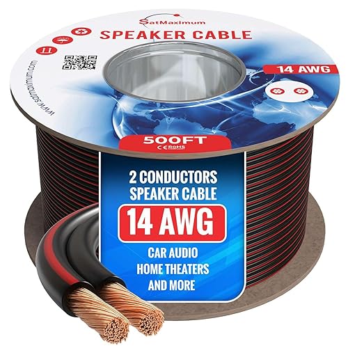 Cables Direct Online Speaker Cable 500FT 14AWG 2 Conductors (14/2) CL3 Rated CCA (Copper Clad Aluminum) Black Jacket Compatible with Low Voltage LED