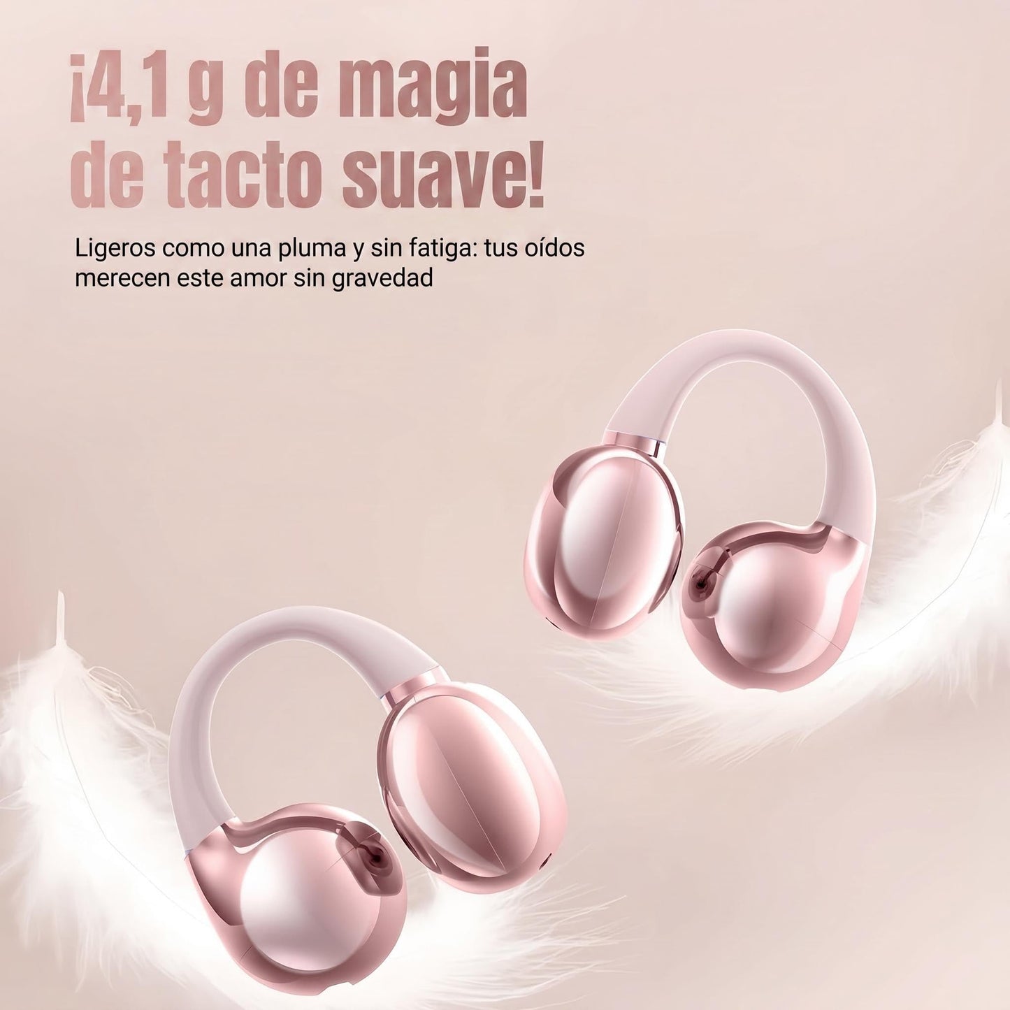 Open Ear buds,Clip On Earbuds Wireless with Touchscreen Case, Lightweight 4g , Bone Conduction Headphones for Running, Workouts , 50H Battery
