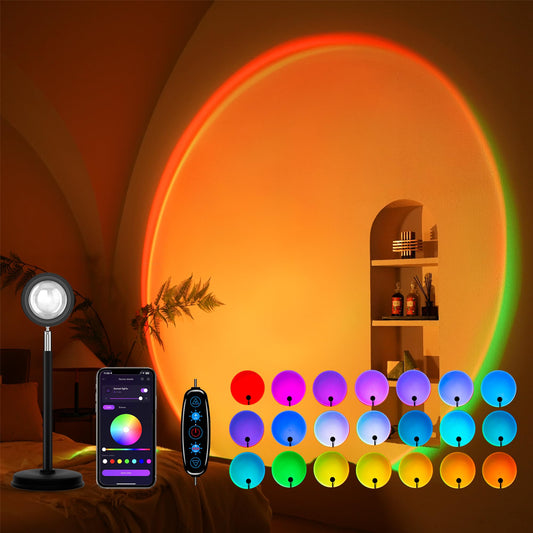 Tsrarey Sunset Lamp Projection, Not Only 21 Colors Sunset Lights, 180 Degree Rotation Led Light, Push Button Switch & APP Control Projector for Party