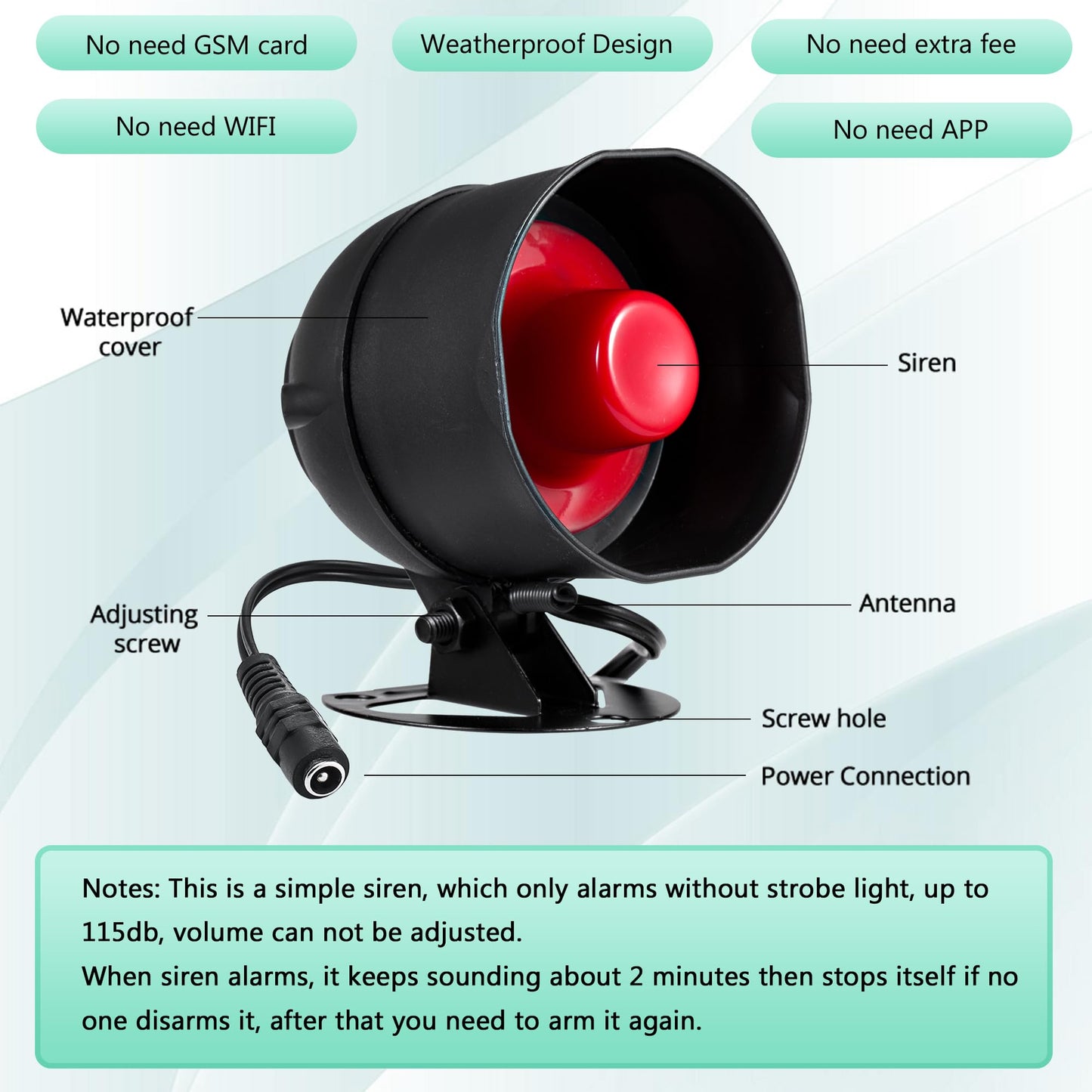 KERUI Standalone Home Office Shop Security Alarm System Kit,Wireless Loud Indoor/Outdoor Weatherproof Siren Horn with Remote Control and Door Contact