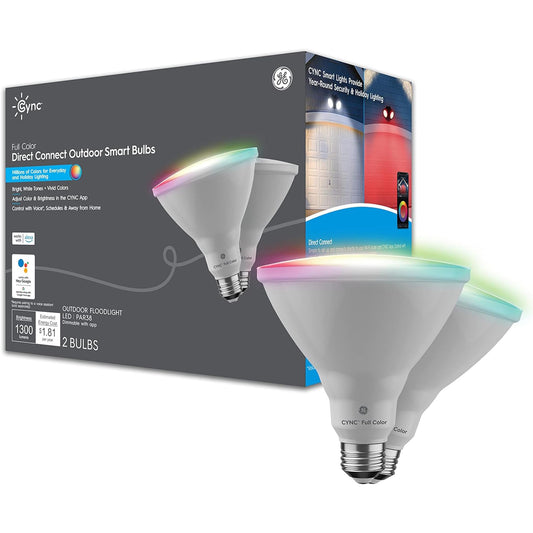 GE CYNC Smart LED Light Bulb, PAR38 Flood Light Outdoor, Works with Amazon Alexa and Google Home, WiFi Light, Color Changing Light Bulb, 90W
