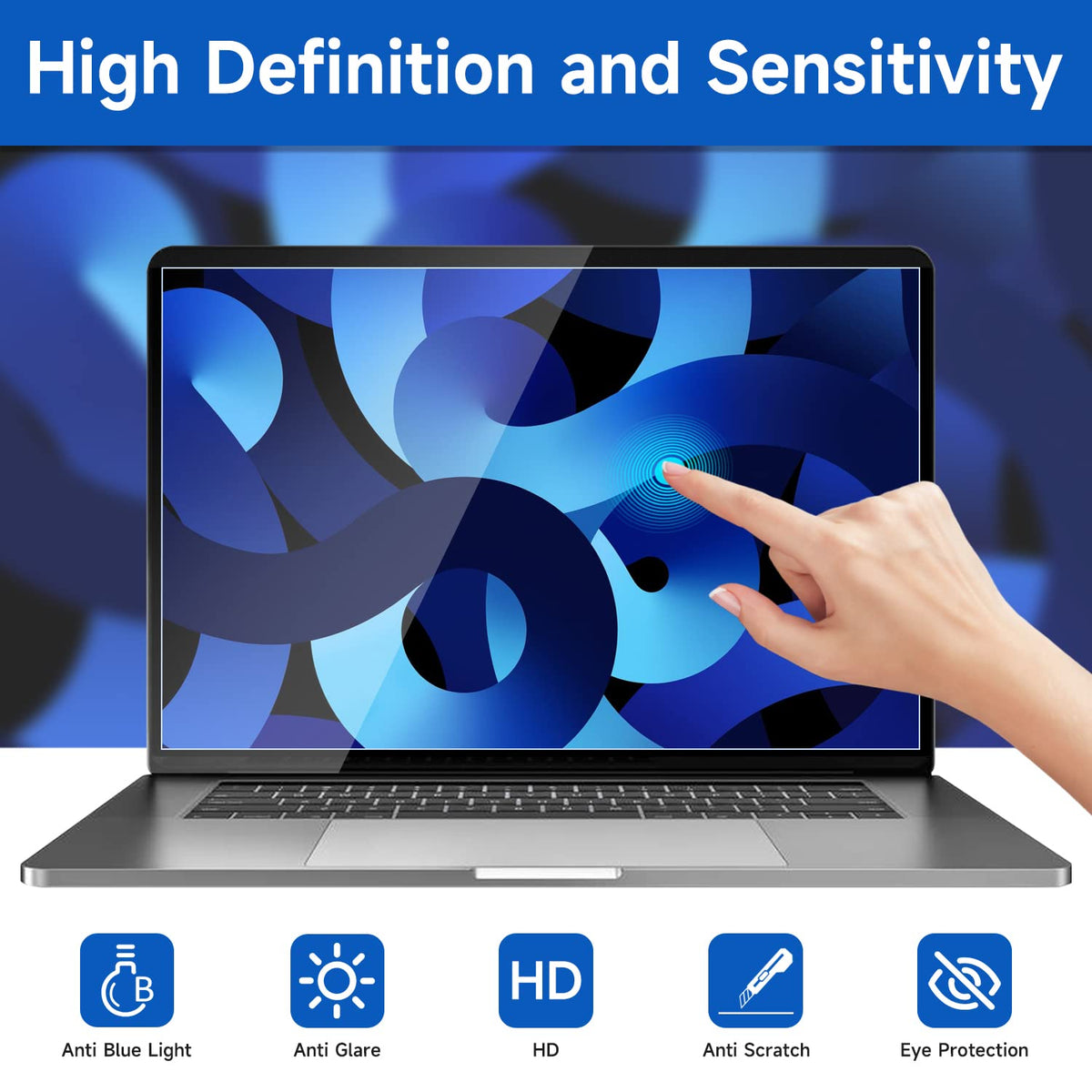 2 Pack 15.6 inch (1920x1080P) Laptop Blue Light Screen Protector, Eye Protection Anti-Scratch and Anti-Glare Screens for Laptops 15.6’’ with 16:9