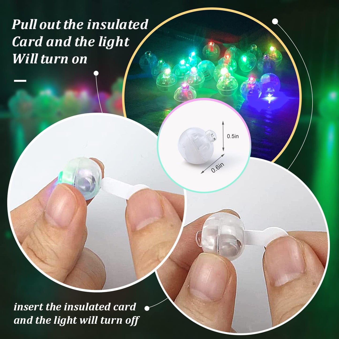 50pcs LED Balloon Lights, 10 Colors Mini Round Balls Lights Long Standby Time Flash Ball Lights for Balloon Paper Lantern LED Ball Lamp Waterproof