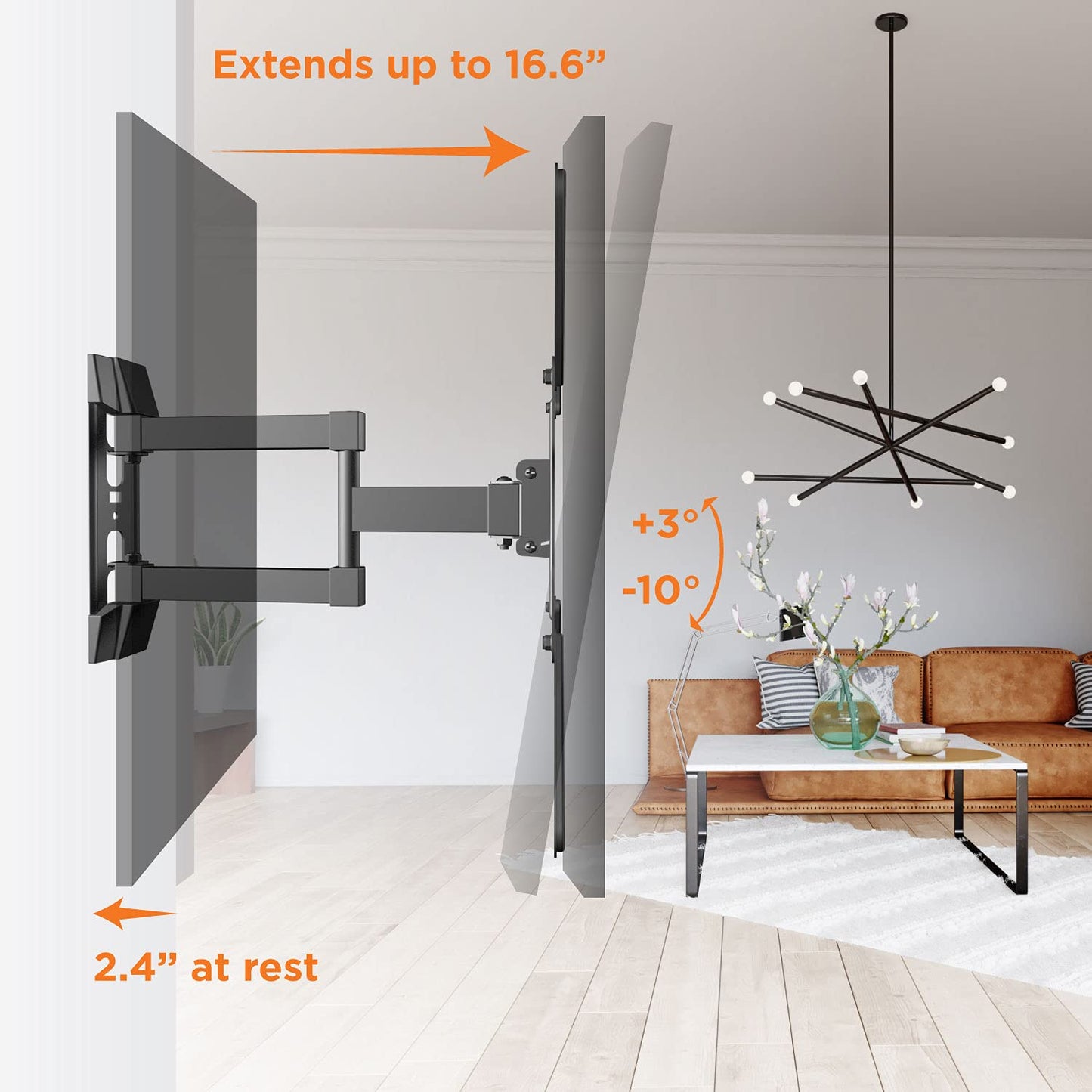 ProMounts Articulating/Full Motion TV Wall Mount for Most 23-60 Inch Curved, Flat Screen, LED, LCD, OLED, Plasma TVs, Holds up to 88 lbs. Max VESA