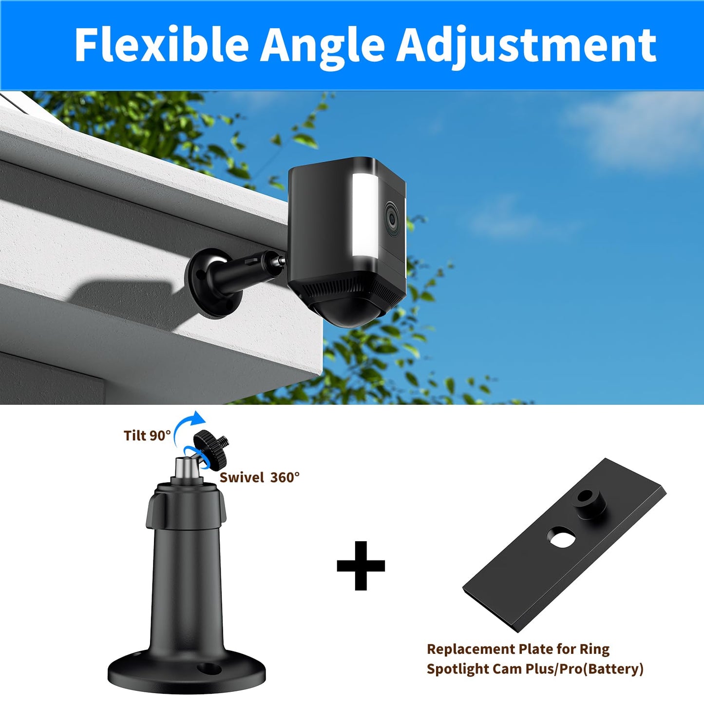Adjustable Wall Mount for Spotlight Cam Battery and Spotlight Cam Plus/Pro (Battery), Ring Bracket Accessories(2 Pack)