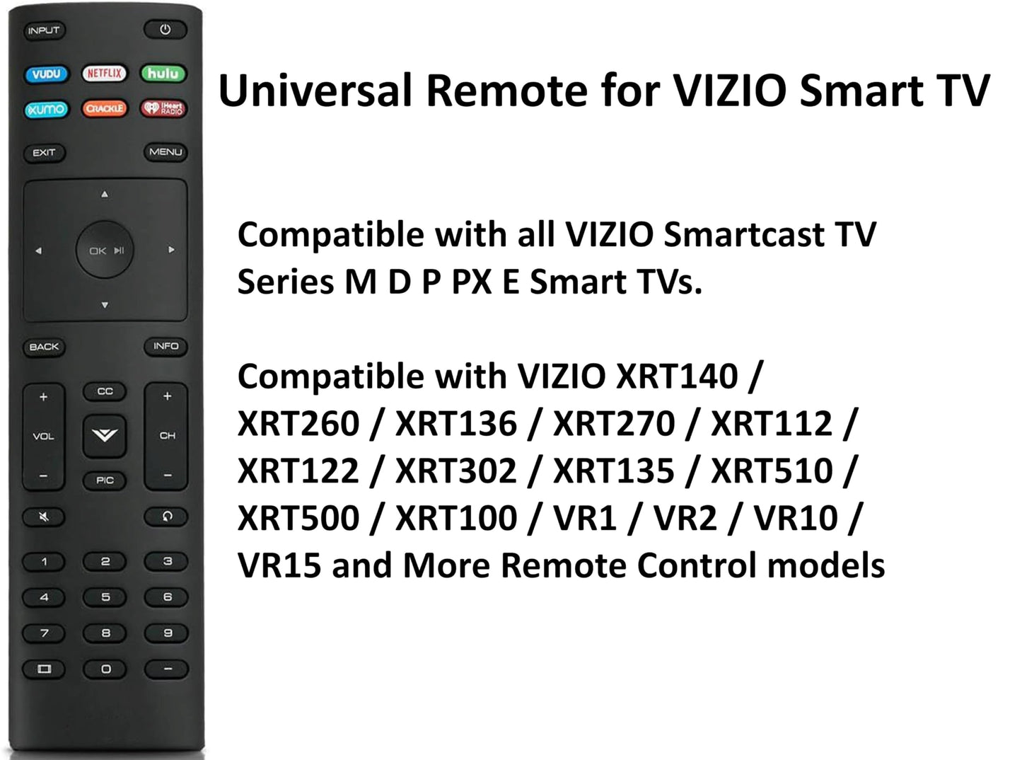 USARMT Remote Control for All Vizio Smart TVs Models D24F-F1 D32FF1 D43F-F1 E55U-D0 E55UD2 E55-D0 E55E1 M65-D0 M65E0 P65-E1 P75C1 P75E1 M70-E3 M75E1