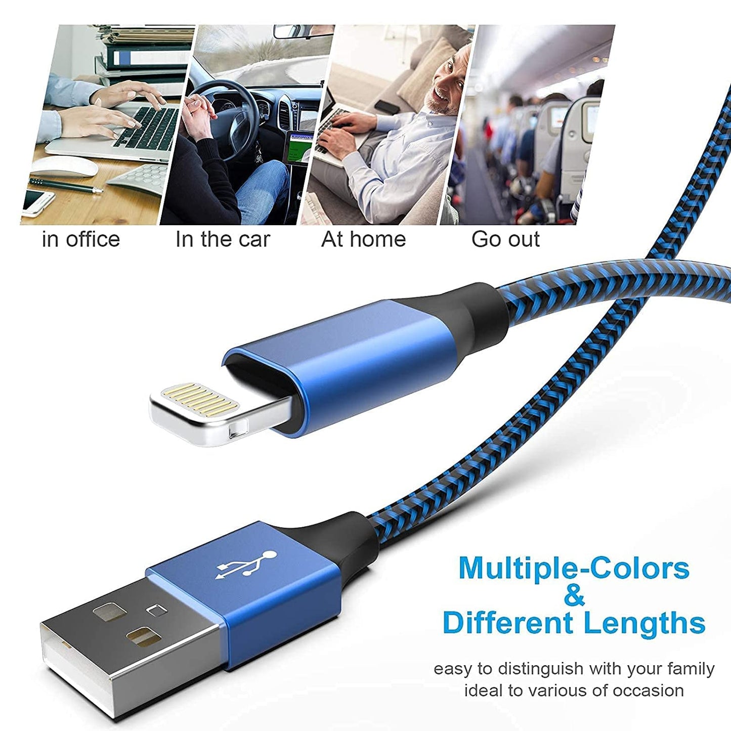 [Apple MFi Certified] 6Pack 3/3/6/6/6/10 FT iPhone Charger Nylon Braided Fast Charging Lightning Cable Compatible iPhone 14 Pro/13 mini/13/12/11 Pro…
