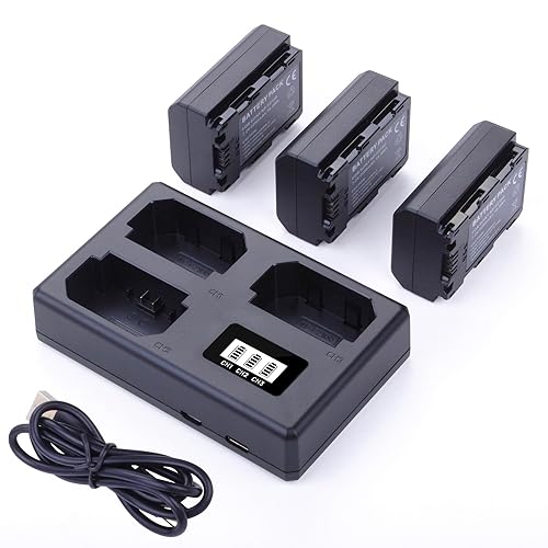3-Pack NP-FZ100 Battery with Triple Slot LCD Charger for Sony A7iii, A7iv, A7C, FX3, FX30, A9, A6600, A6700, ZV-E1, ZV-E10ii, Alpha 9, Alpha A9 II