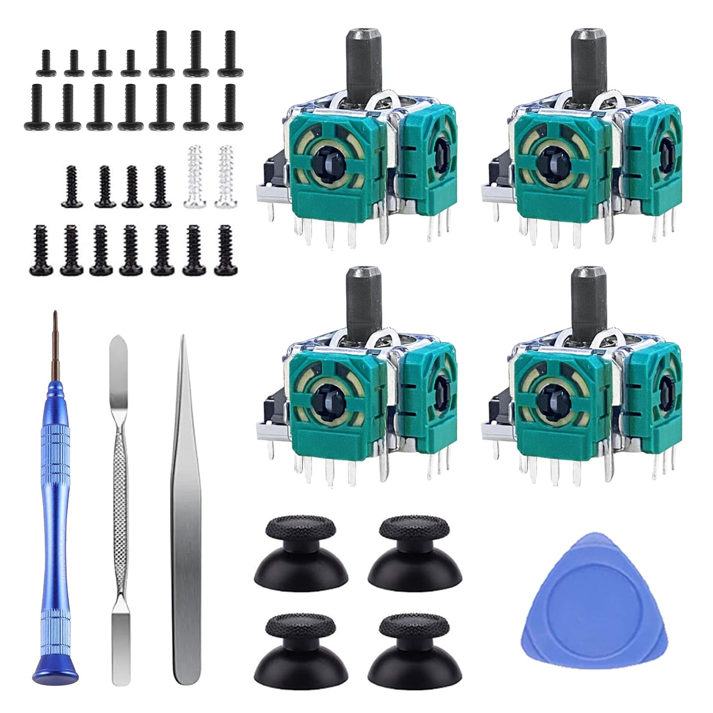 DUXICEPIN Kit for P5 Controller,39 PCS P5 controller Joysticks Part Replacement Thumbsticks with Repair Screwdriver Kit for P5 controller DualSense