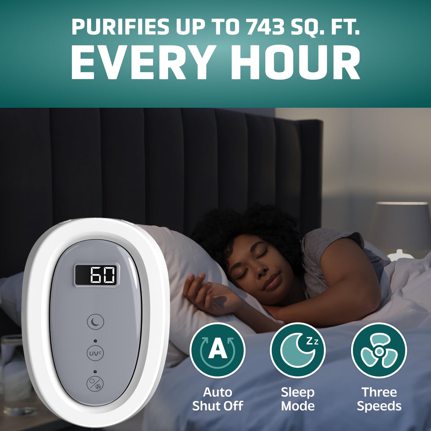 GermGuardian HEPA Indoor Large Room Air Purifier for Home - Pet Dander, Dust, Pollen, Smoke, and Odors in Bedroom, Office, and Kitchen - Air Quality