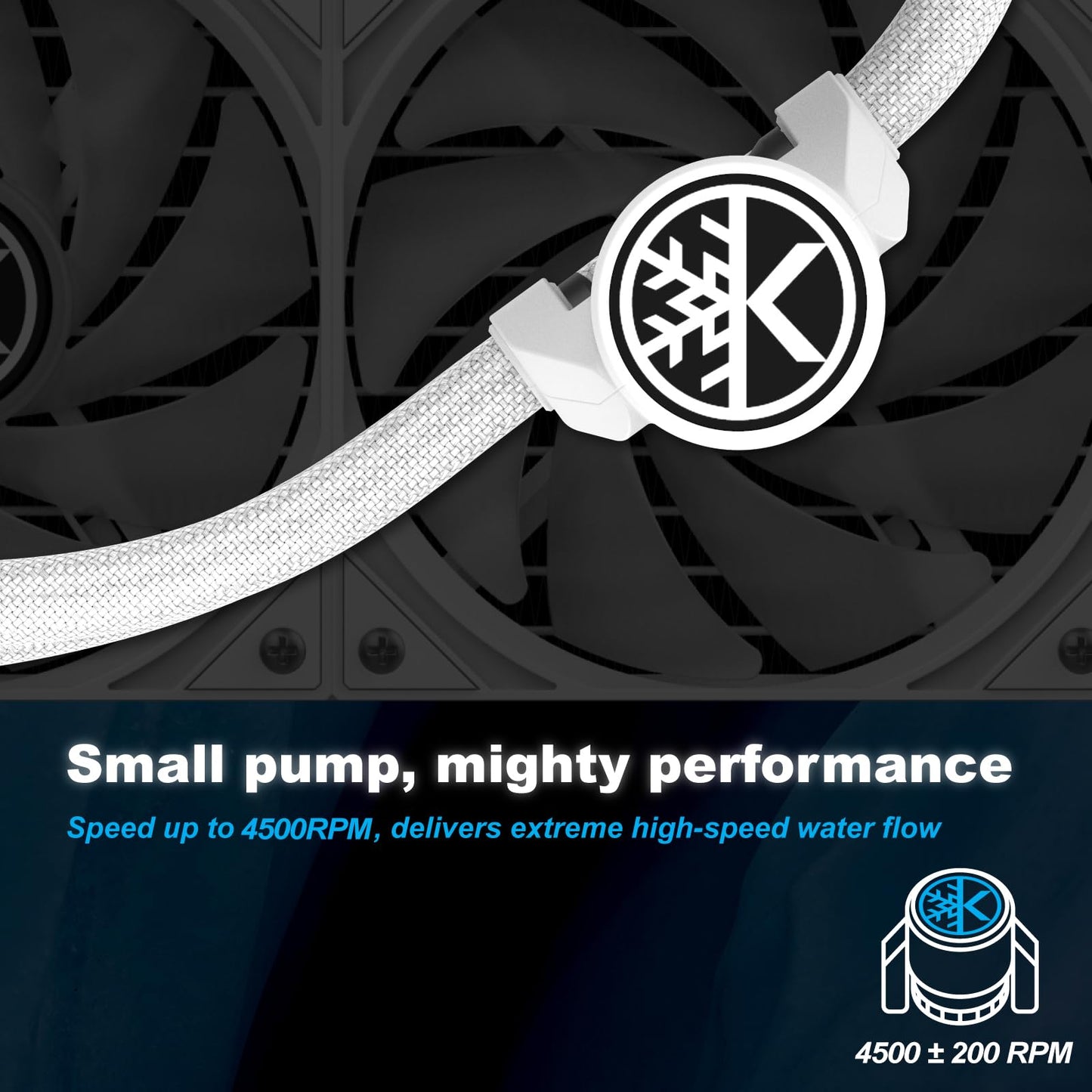 KINGCOOL Pure Flow 240mm AIO CPU Liquid Cooler, Enhanced 4500RPM Pump, Transparent Water Block, 2x120mm ARGB PWM Fans, Aluminum Radiator, Compatible