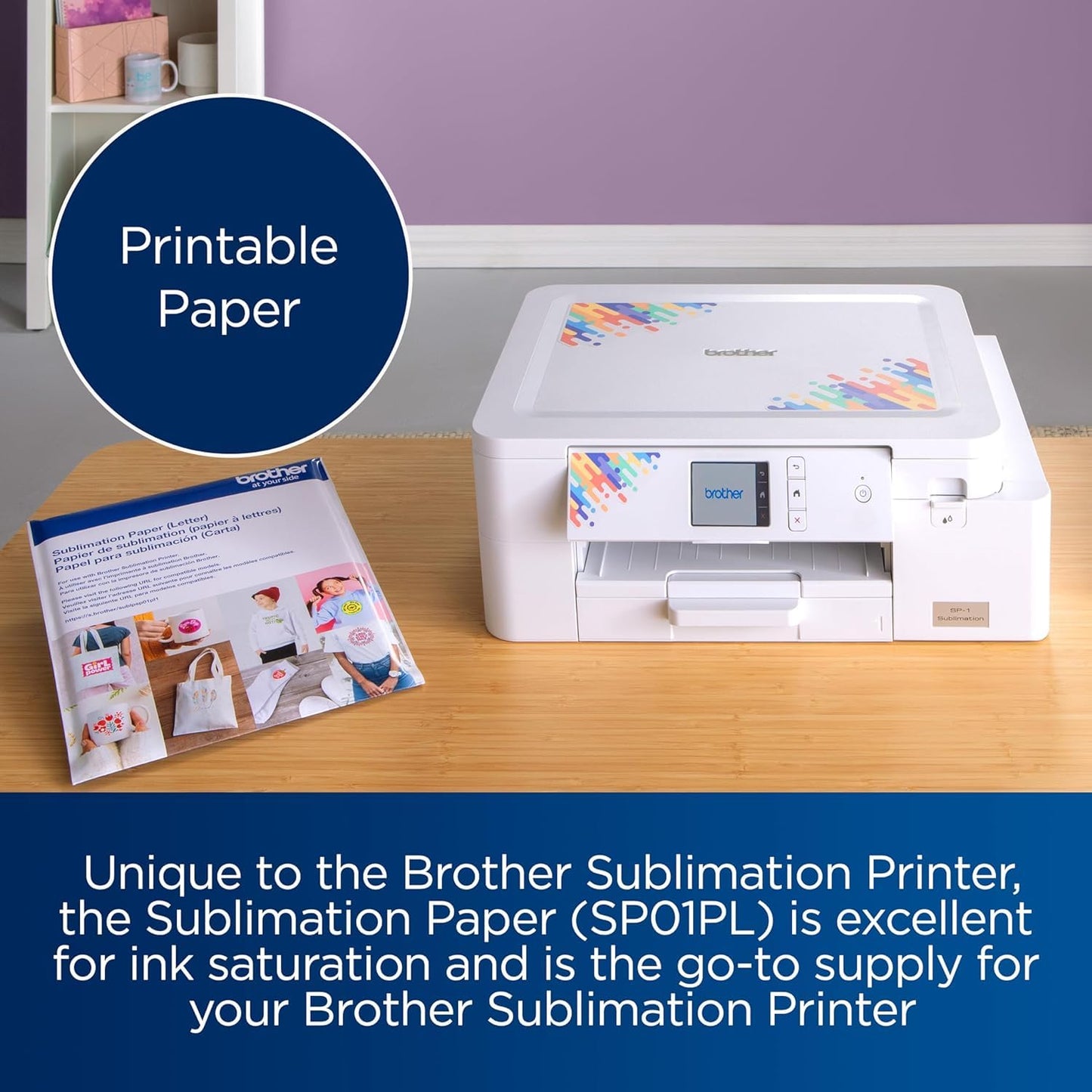 Brother Sublimation Printer, Color Ink Cartridge Set and 100 Sheets Sublimation Paper