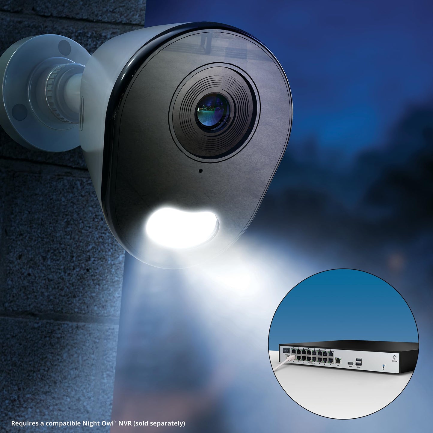 Night Owl Add On Wired IP 4K HD Indoor/Outdoor Deterrence Bullet Camera with 2-Way Audio (1-Pack) (Bullet - 1 Pack)