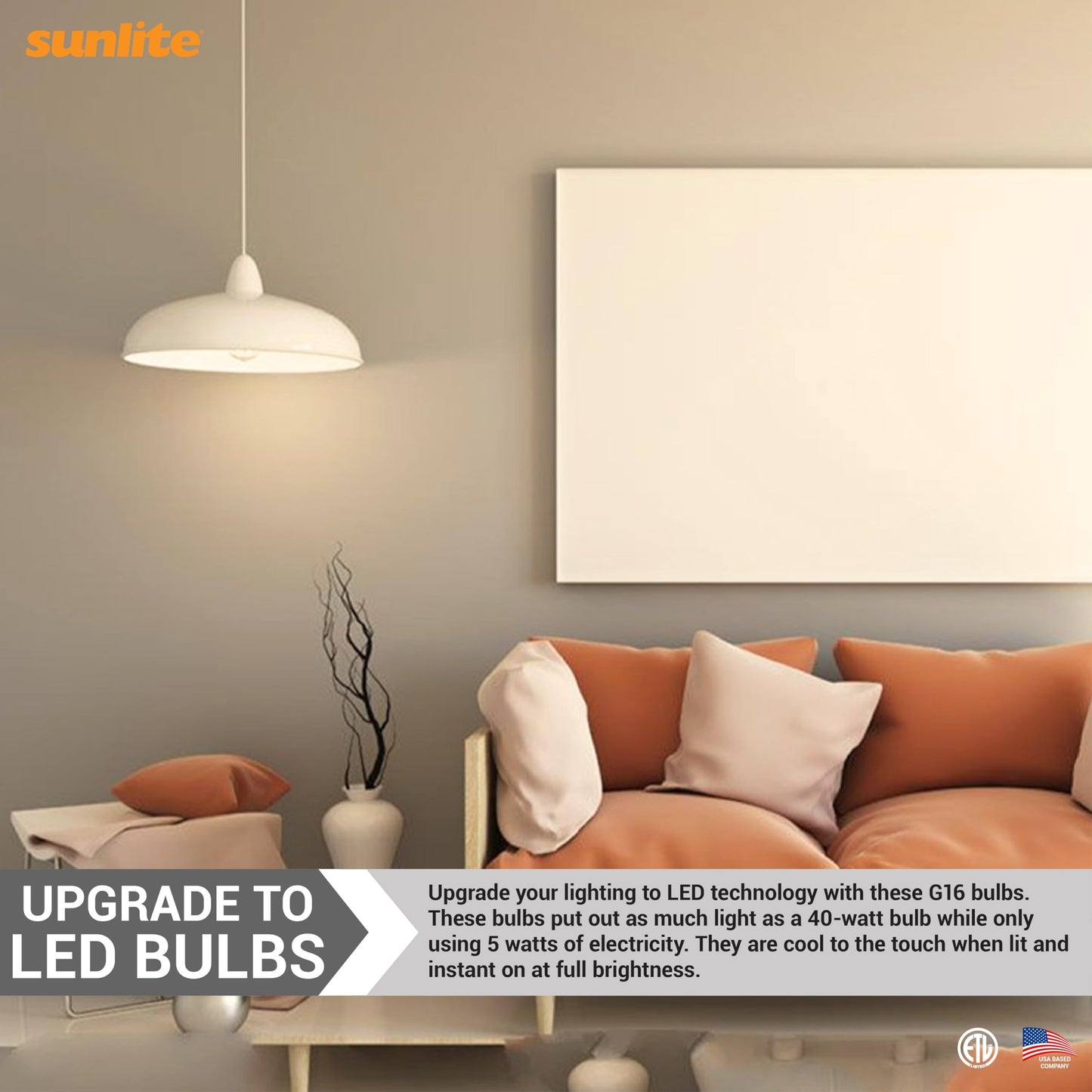 Sunlite G16 LED Dimmable Decorative Globe Vanity Light Bulbs, Frosted, 5W (40W Equiv.), 350 Lumens, Medium E26 Base, Mirror Lights for Bedroom