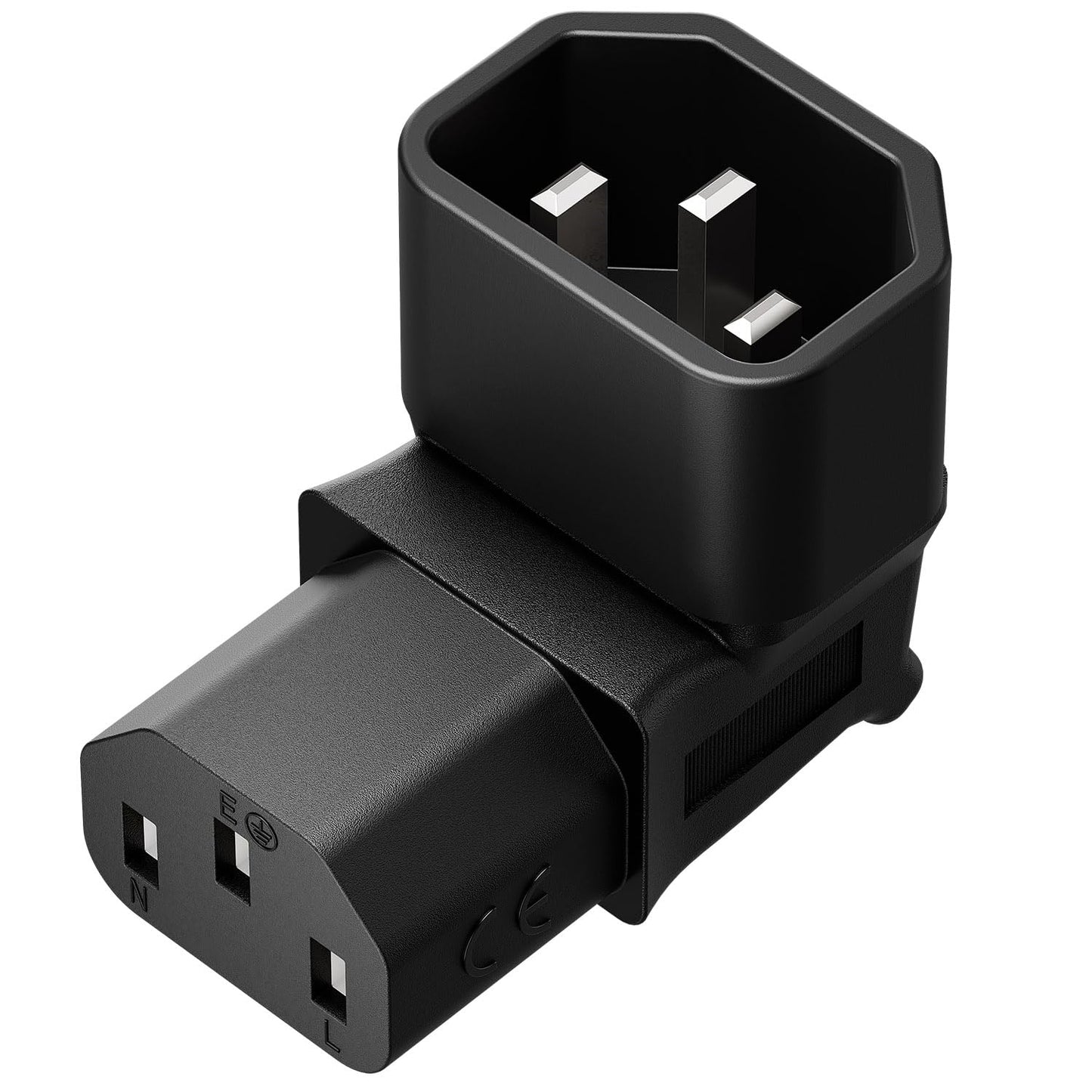 Vellcon [5Pack] IEC 320 C14 to C13 Right Angle AC Adapter, IEC 3Pole Male to Female 90Degree Up Angle AC Converter, C14 to C13 Up Angle AC Adapter