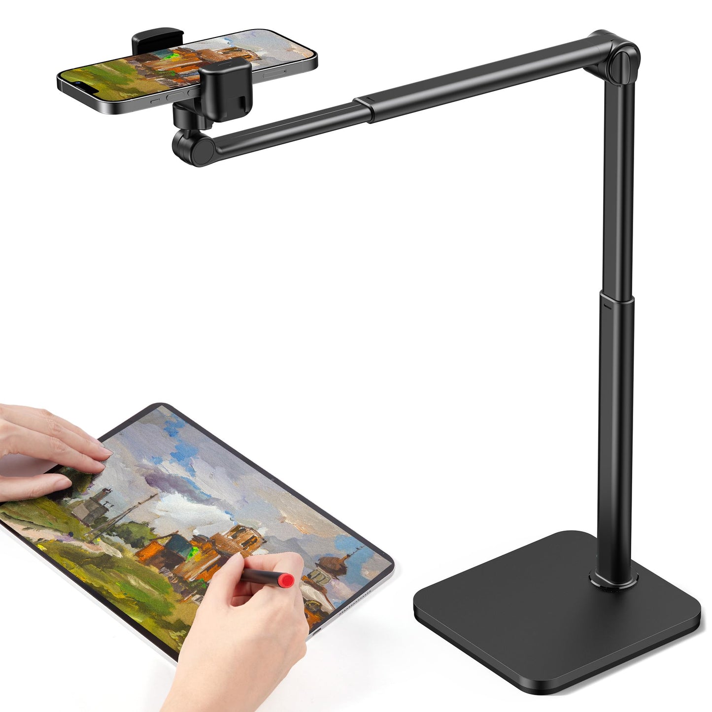 InnoGear Overhead Phone Mount, Heavy Duty Aluminum Phone Stand Tabletop Cooking Tripod for Desk Flexible Cell Phone Holder for Live Streaming