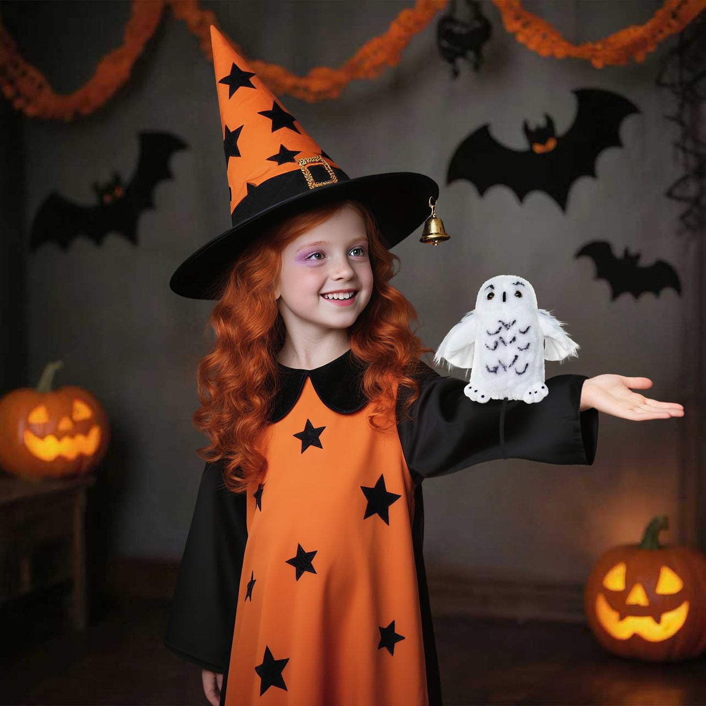 Wizard Costume Accessories Snowy Owl-Plush Stuffed Animal Halloween Cosplay Accessories for Kids