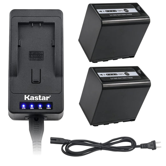 Kastar LED Super Fast Charger & Camcorder Battery X2 for Panasonic AG-VBR89G AG-VBR59 AG-VBR118G AG-BRD50 AG-B23 & AG-DVX200 AG-AC8 AG-AC90A AG-DVC30