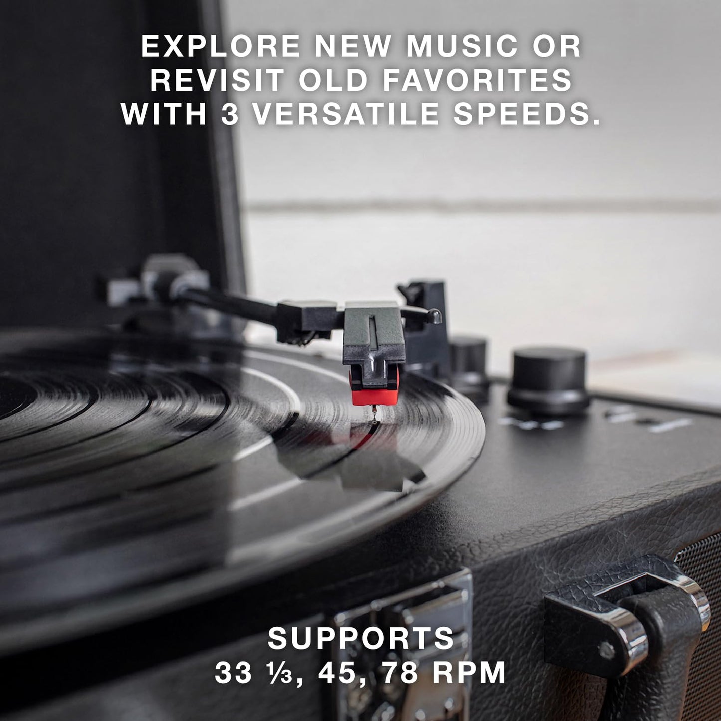 Victrola Journey Bluetooth Portable Suitcase Record Player - with Built-in Speakers, 3 Speed Vinyl Record Player, RCA Out, Headphone Jack (American