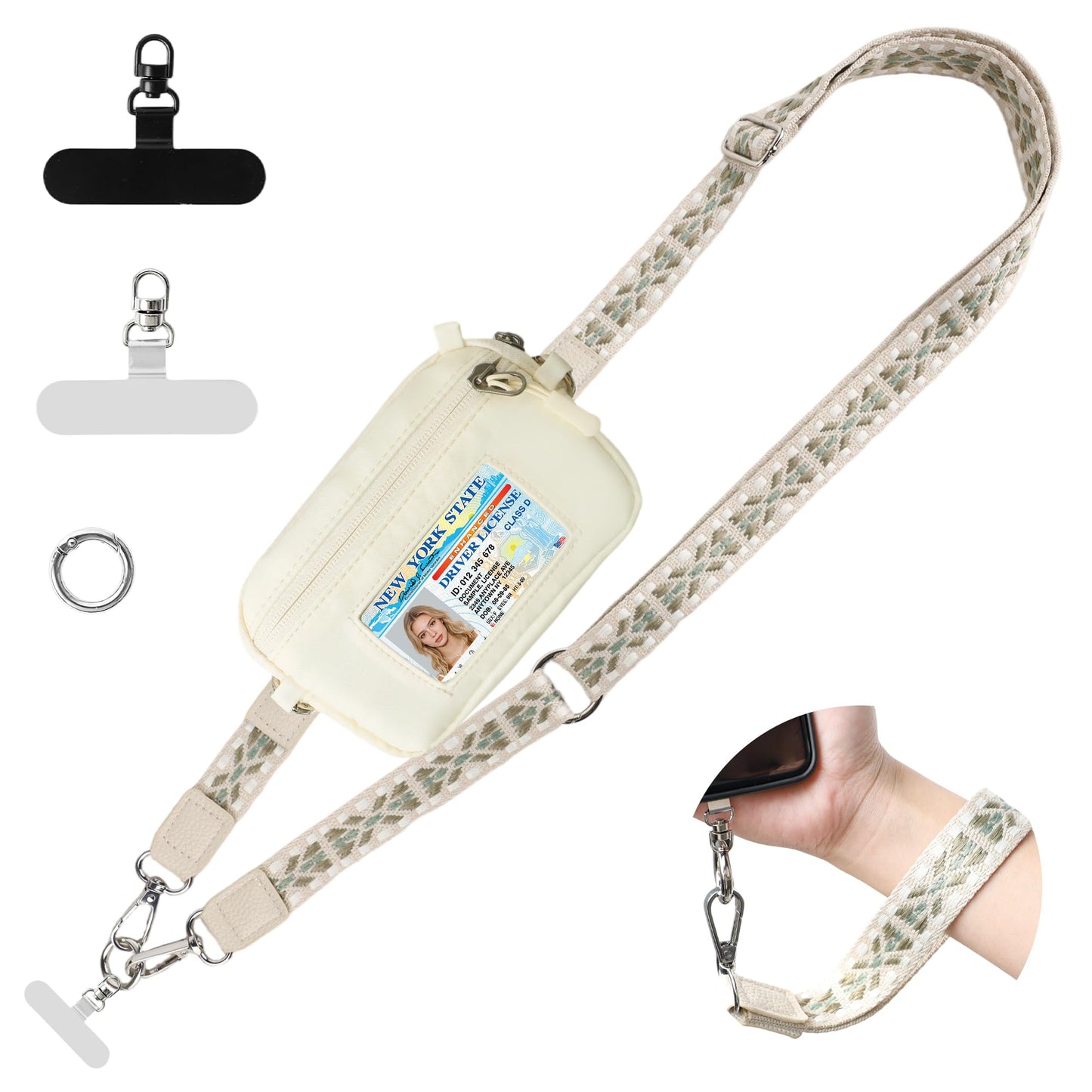 FUVLIFE Clip and Go Strap for Phone with Wallet Crossbody, Cell Phone Lanyard Crossbody for Women Men, Adjustable Lanyard with Detachable RFID