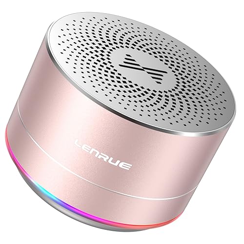 LENRUE A2 Portable Wireless Bluetooth Speaker with Lights and Lanyard,5W Mini Small Metal Speakers Bluetooth 5.0/Aux-in for iPhone Android Home