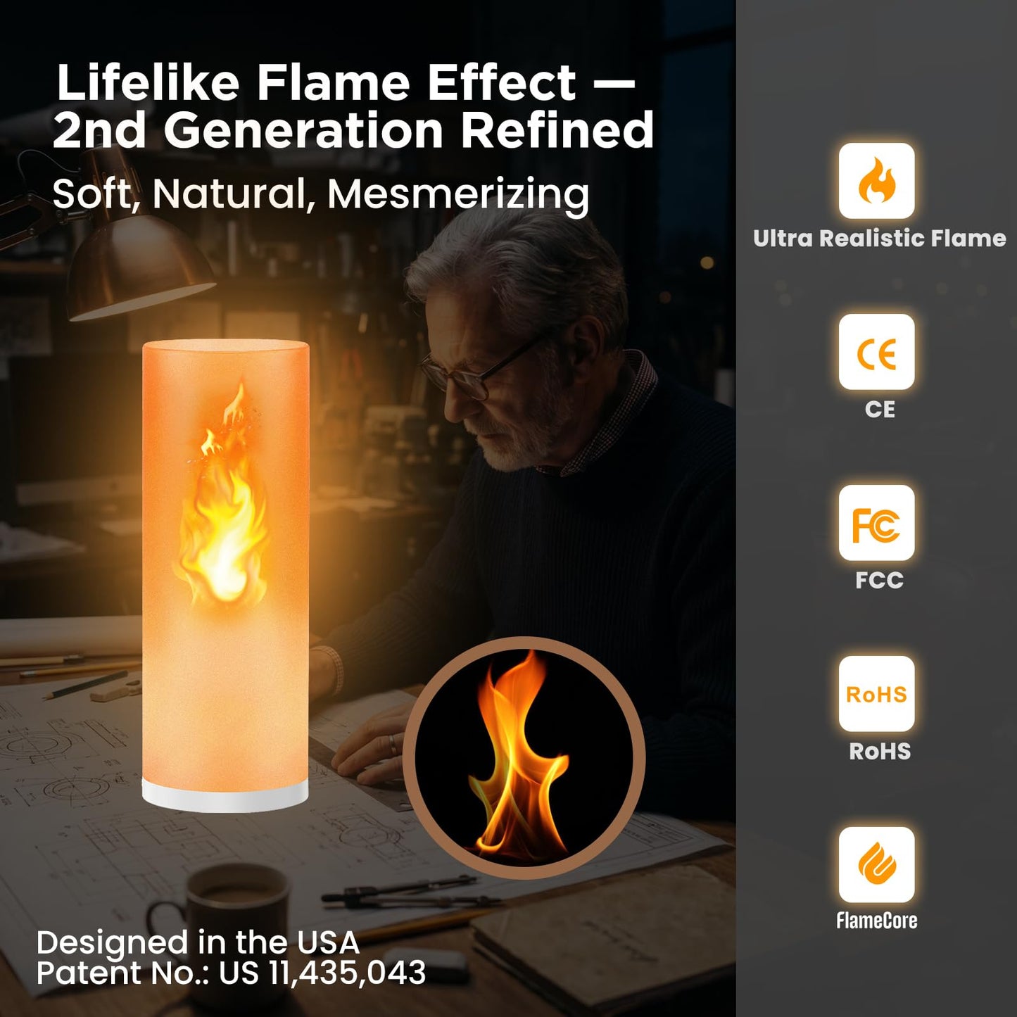 Hompavo Gen2 Rechargeable LED Flame Lights with Remote & Timer, 13 Color Changing Flameless Candles, 3-Mode Battery Operated Flickering Lights