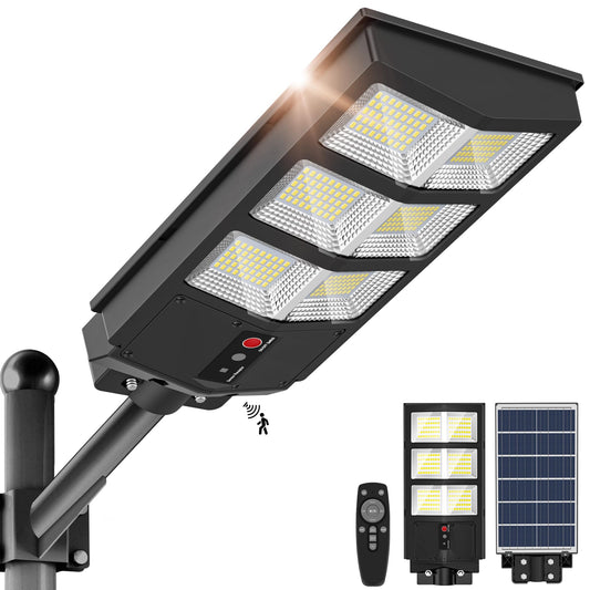 OKPRO 6000W Solar Lights Outdoor, 6500K Solar Street Light IP66 Waterproof, Solar Security Flood Lights Motion Sensor with Remote Control for Yard