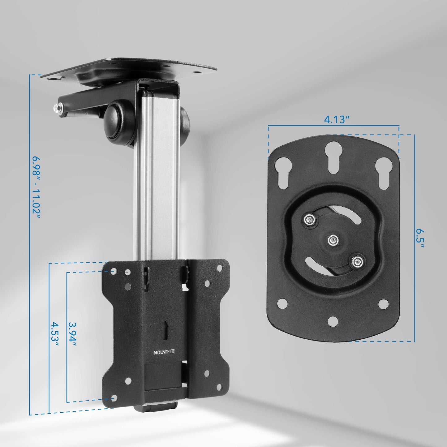 Mount-It! Folding Ceiling TV Mount | Flip Down and Under Cabinet TV Bracket for Compact Screens 13-27 Inch | Space-Saving Tilt and Swivel Design |