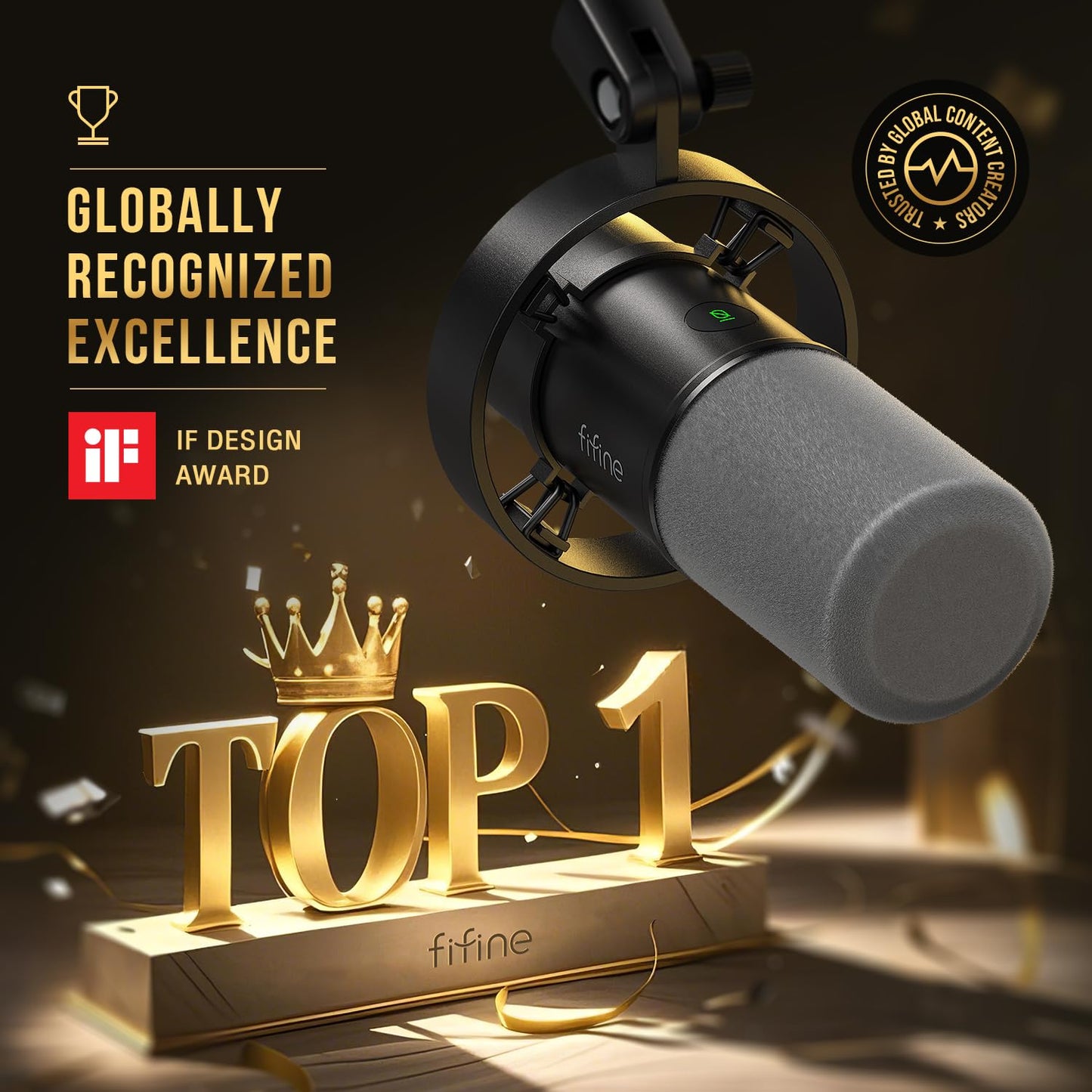 FIFINE Dynamic Microphone, XLR/USB Podcast Recording PC Microphone for Vocal Voice-Over Streaming, Studio Metal Mic with Mute, Headphone Jack