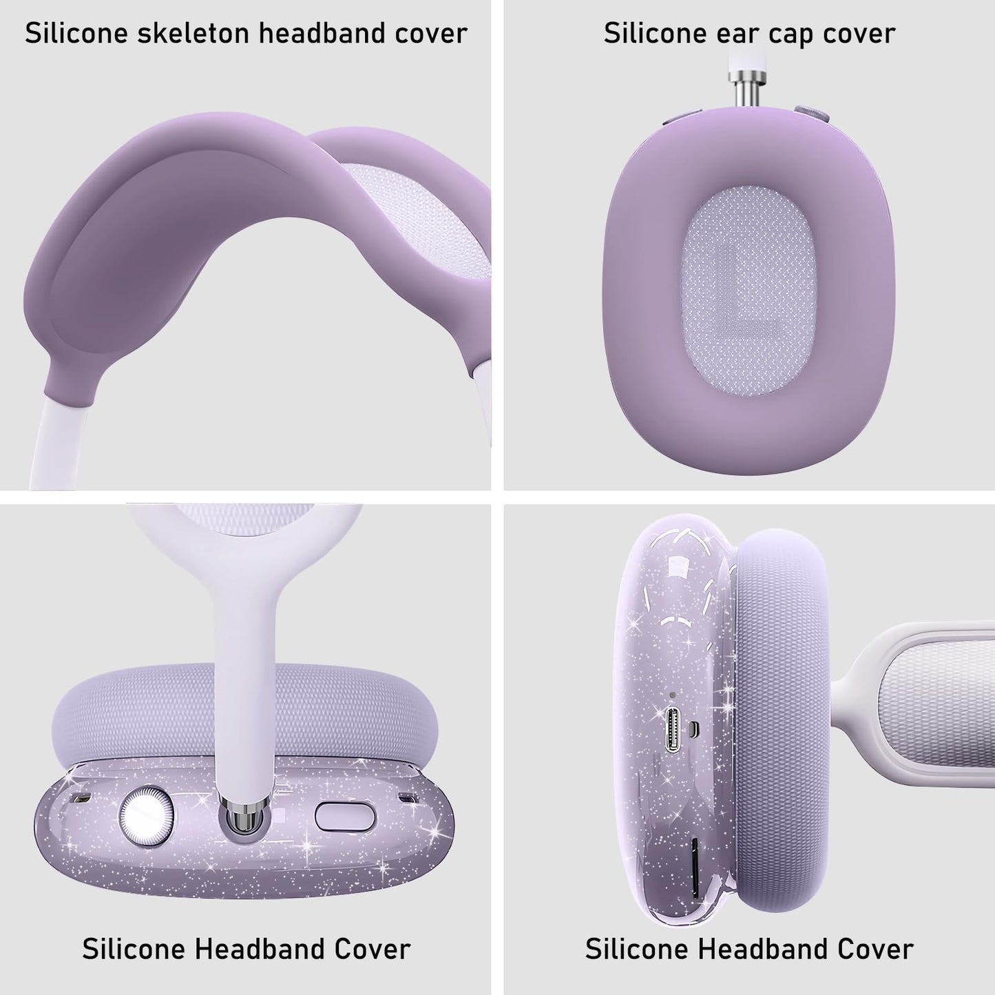 Aiaabq for AirPods Max case Cover,Anti-Scratch Ear Pad Case Cover/Ear Cups Cover/Headband Cover for AirPods Max. Clear Soft TPU and Silicone,Skin