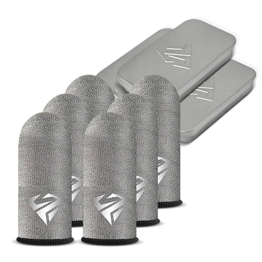 Ryetvok 6Pcs Gaming Finger Sleeves, 0.24mm Silver Fiber Anti-Sweat Thumb Sleeves for Mobile Gaming, Breathable Touchscreen Mobile Gaming Finger