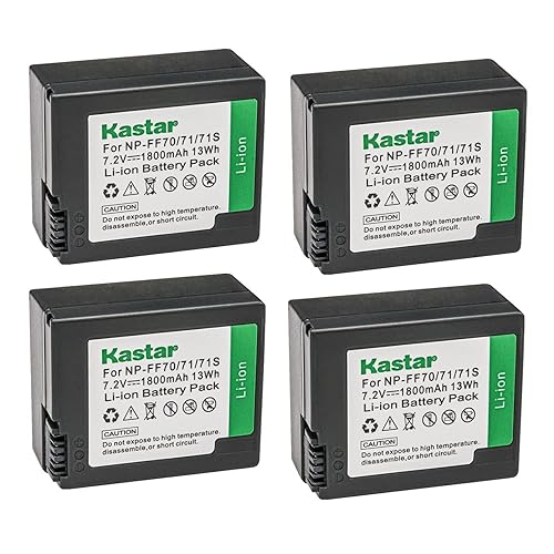 Kastar NP-FF70 Battery 4-Pack Replacement for Sony DCR-IP45, DCR-IP45E, DCR-IP5, DCR-IP55, DCR-IP55E, DCR-IP5E, DCR-IP7, DCR-IP7BT, DCR-IP7E